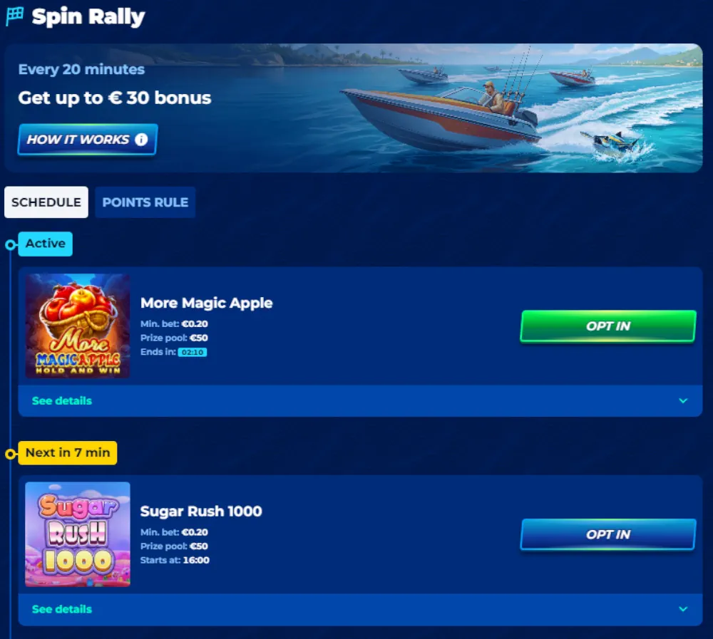 Žebříček BassBet Spin Rally a nedávné statistiky velkých výher.